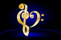 Music note stave and heart violin and bass clef