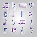 Music note stickers icon set eps10 Royalty Free Stock Photo