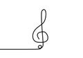 Music note, a treble clef continuous one line drawing. Vector song notation symbols. Illustration hand drawn minimalism style Royalty Free Stock Photo