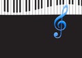 Music Note and wavy piano keyboard Royalty Free Stock Photo