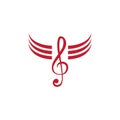 Music note wing logo vecto