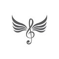 Music note wing logo vecto