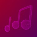 Music note. Wireframe low poly mesh vector illustration. Royalty Free Stock Photo