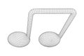 Music note. Wireframe low poly mesh vector illustration