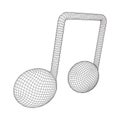Music note. Wireframe low poly mesh vector illustration. Royalty Free Stock Photo