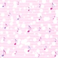 Music Notes and Bokeh in Pink Watercolor Pattern Background Royalty Free Stock Photo