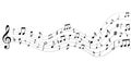 Vector Black Music Notes and Symbols on Staff in White Background Royalty Free Stock Photo