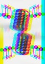 Microphone on music notes colorful Abstract background