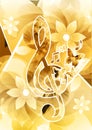 Music notes background. Colorful G-clef and music notes poster vector Royalty Free Stock Photo