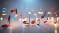 music notes background lightning A white canvas with colorful musical notes and symbols