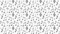 Music notes background. Melody symbol. Black and wite llustration