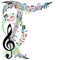 Music notes background, stylish musical theme composition, vector illustration. Royalty Free Stock Photo