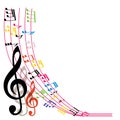 Music notes background, stylish musical theme composition, vector illustration.