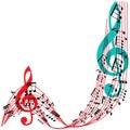 Music notes background, stylish musical theme frame