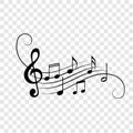 Music notes staff icons vector background Royalty Free Stock Photo
