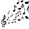 Music notes, black group musical notes - for stock Royalty Free Stock Photo