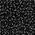 Music notes black and white seamless pattern. White colors simbols on black background. Abstract vector texture musical Royalty Free Stock Photo