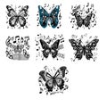 Music notes Butterfly black and white with flying musical notes vector illustration Royalty Free Stock Photo