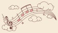 Music Notes with Clouds, Dreamy Sky Melody, vector design Generative AI Royalty Free Stock Photo