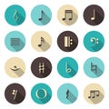 Music notes color icons set