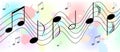 Music Notes in Colorful Spatters and Splashes Background Royalty Free Stock Photo