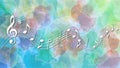 Music Notes in Colorful Watercolor Background Royalty Free Stock Photo