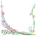 Music notes composition, stylish musical theme background, vector illustration.