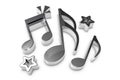 Music Notes Concept - Silver Metallic 3D Illustration Isolated On White Background Royalty Free Stock Photo