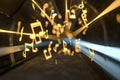 Music notes with dark background, floating notes, 3d rendering