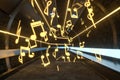 Music notes with dark background, floating notes, 3d rendering