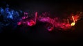 Music Notes On Fire And Ice, Entertainment And Arts Background With Dynamic Representations Royalty Free Stock Photo