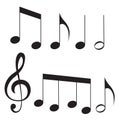 Music notes flat vector icon isolated on white for musical apps and websites Royalty Free Stock Photo