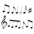 Music notes flat vector icon isolated on white for musical apps and websites Royalty Free Stock Photo