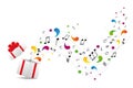 Music notes from gift box Royalty Free Stock Photo