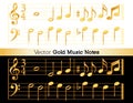 Music Notes, Gold on White and Black Backgrounds Royalty Free Stock Photo