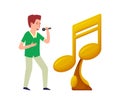 Music Notes Golden Trophy Award Singer Microphone Royalty Free Stock Photo