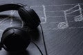 Music notes with headphones Royalty Free Stock Photo