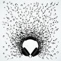 Music notes from headphones isolated design