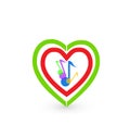 Music notes and hearts logo symbol