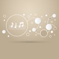 Music Notes Icon On A Brown Background With Elegant Style And Modern Design Infographic.