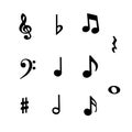 Music Notes icon. Music instrument silhouette. Creative concept design in realistic style. illustration on white background. Royalty Free Stock Photo