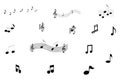 Music notes icon set in black color. Music notes set on white background Royalty Free Stock Photo