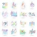 Music notes icons set