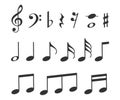 Music notes icons set. Black notes symbol Royalty Free Stock Photo