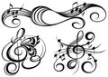 Music notes, musical design element, isolated, vector illustration. Royalty Free Stock Photo