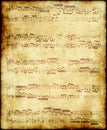 Music notes on old paper Royalty Free Stock Photo