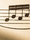 Music notes on old yellowed paper