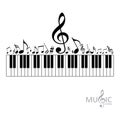 Music notes with piano keyboard Royalty Free Stock Photo