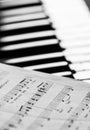 Music notes and piano keys Royalty Free Stock Photo