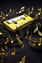 Music recorded on a vintage cassette recorder Royalty Free Stock Photo